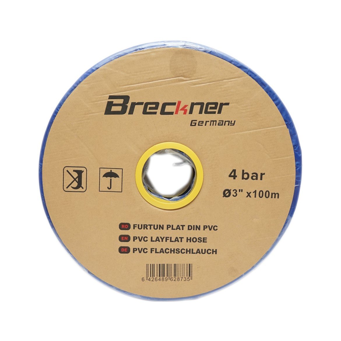 Furtun plat apa pentru irigat din PVC 3 toll lungime 100m, PN4 Breckner Germany